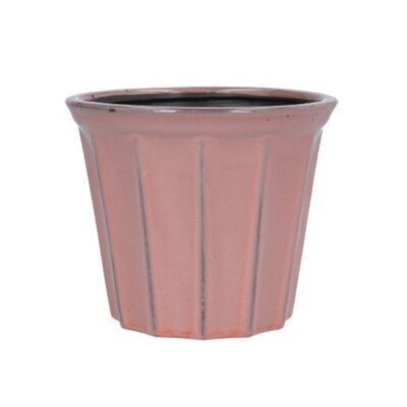 Coral Ribbed Med Ceramic Pot Cover By Gisela Graham